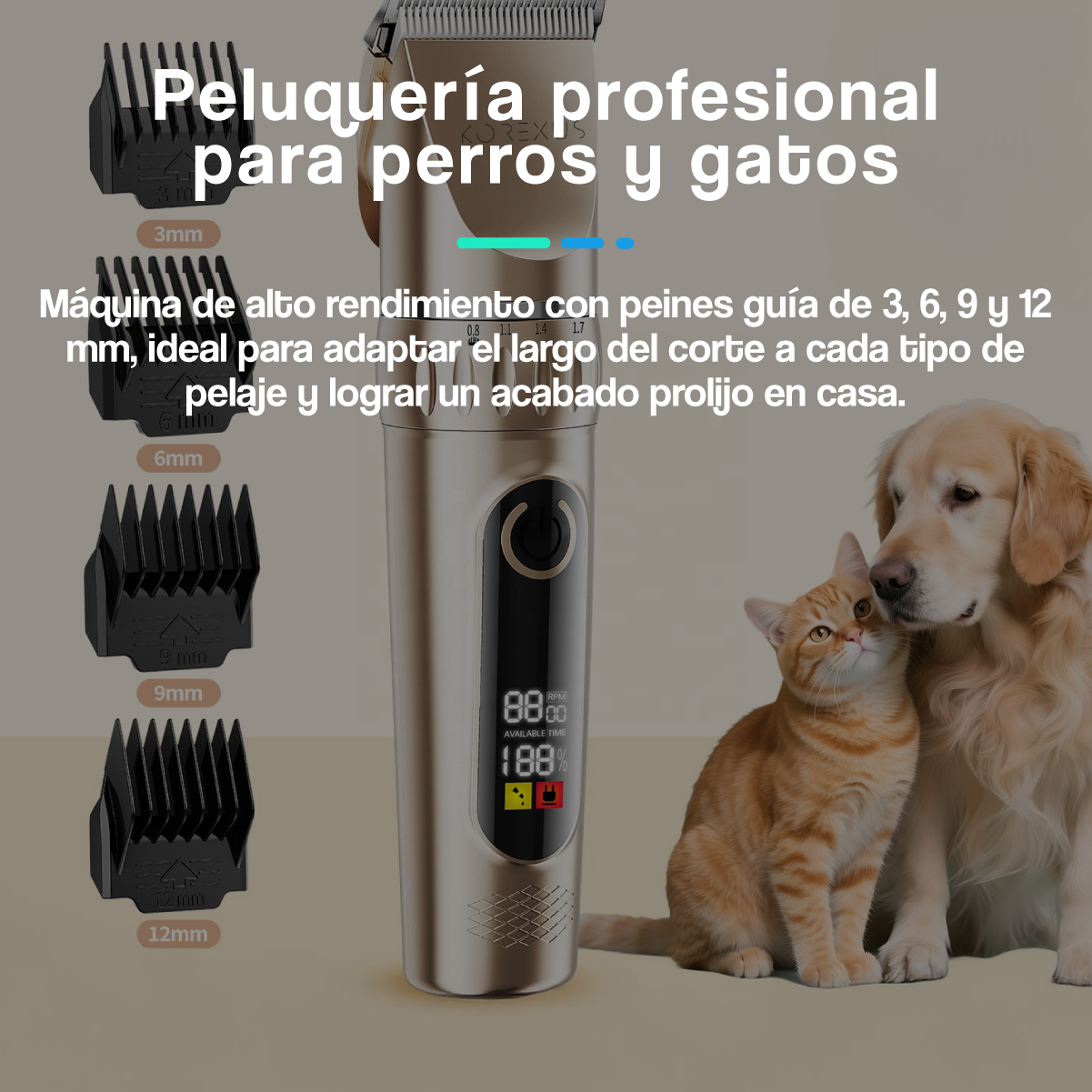 Máquina Premium para Cortar Pelo de Mascotas
