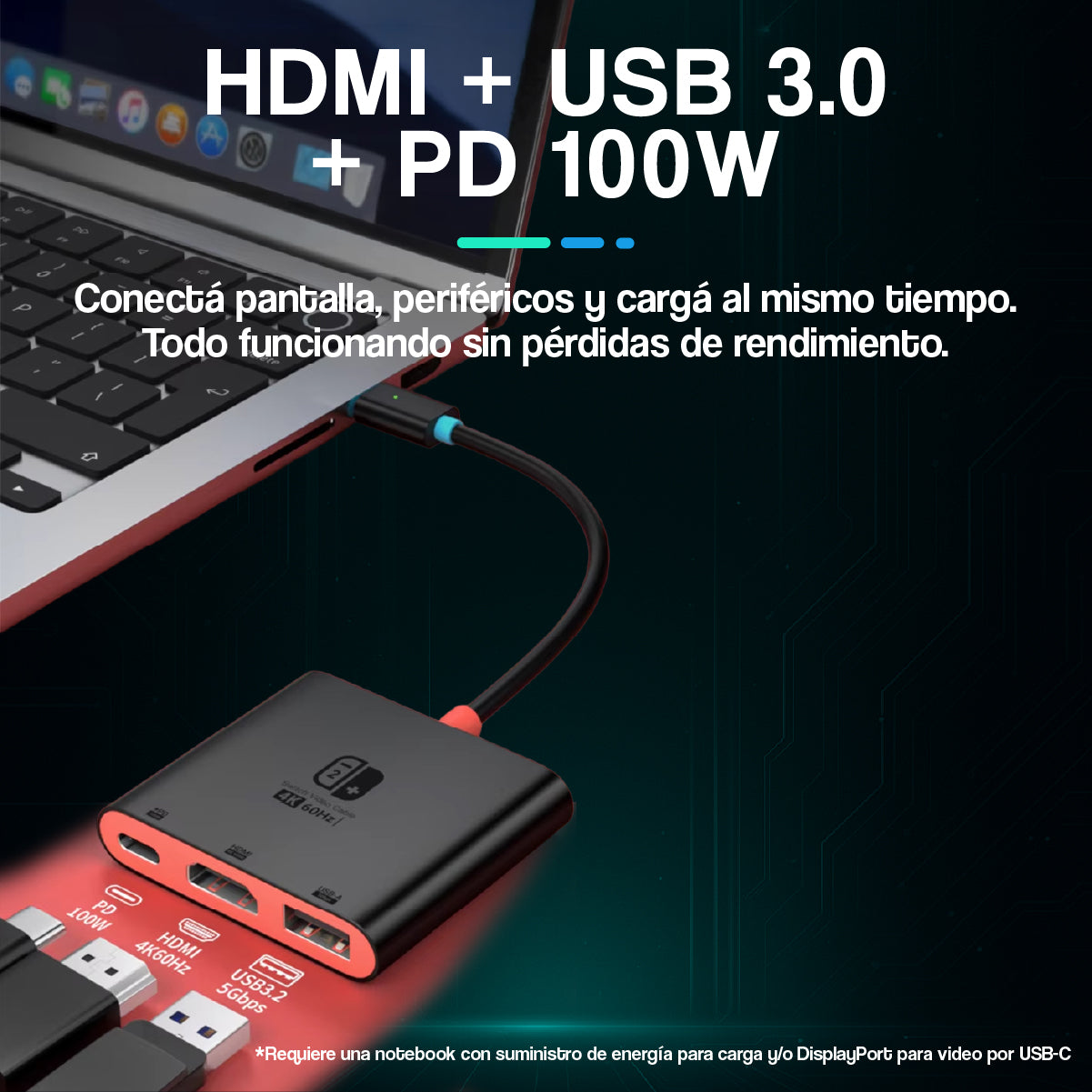 Dock Premium Portátil 4K para Nintendo Switch 1 y 2