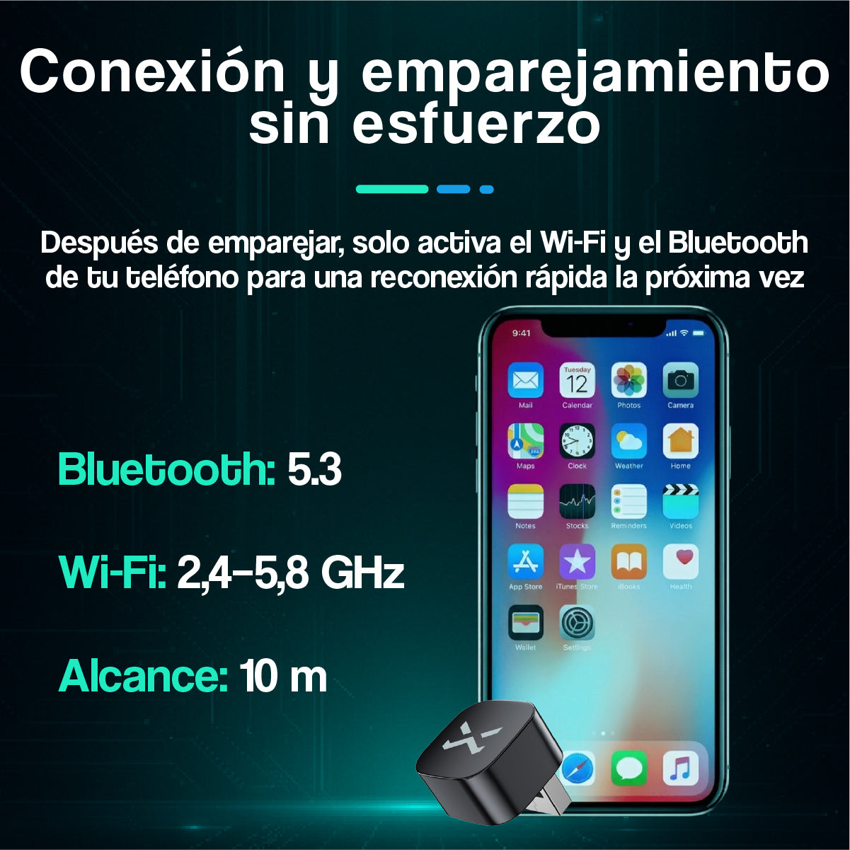 Mini Adaptador Inalámbrico CarPlay y Android Auto
