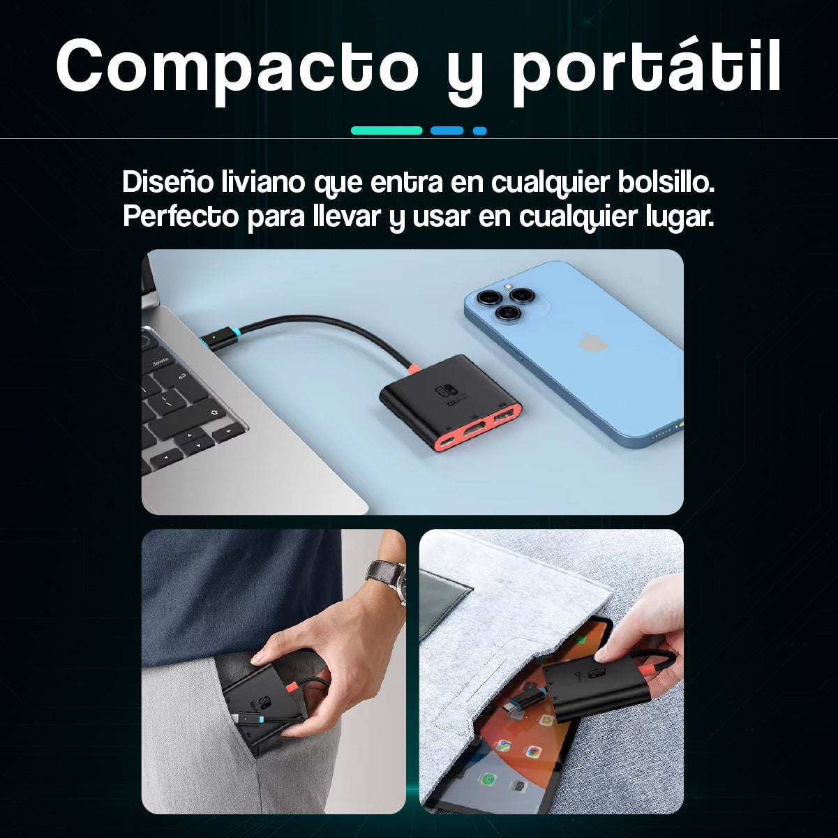 Dock Premium Portátil 4K para Nintendo Switch 1 y 2