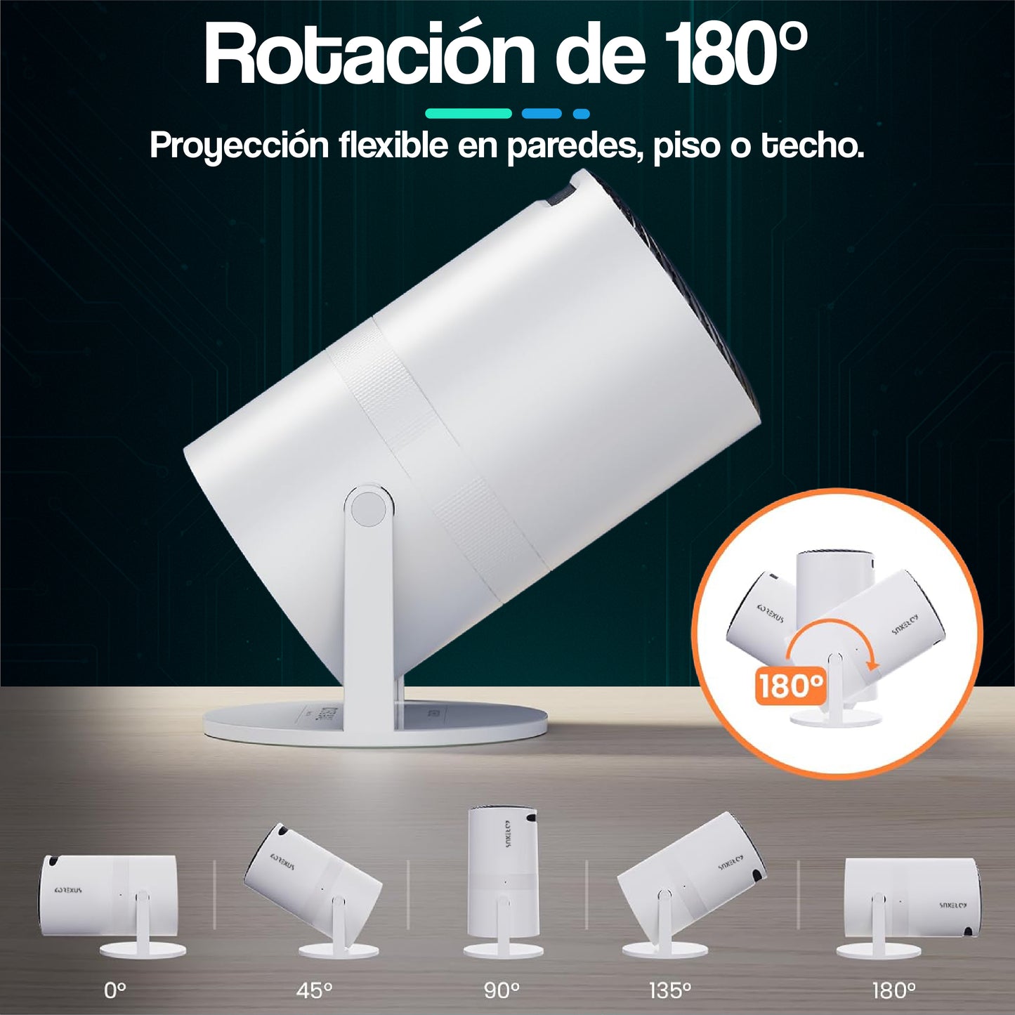 Proyector Premium Portátil 4K Smart WiFi 6 180°