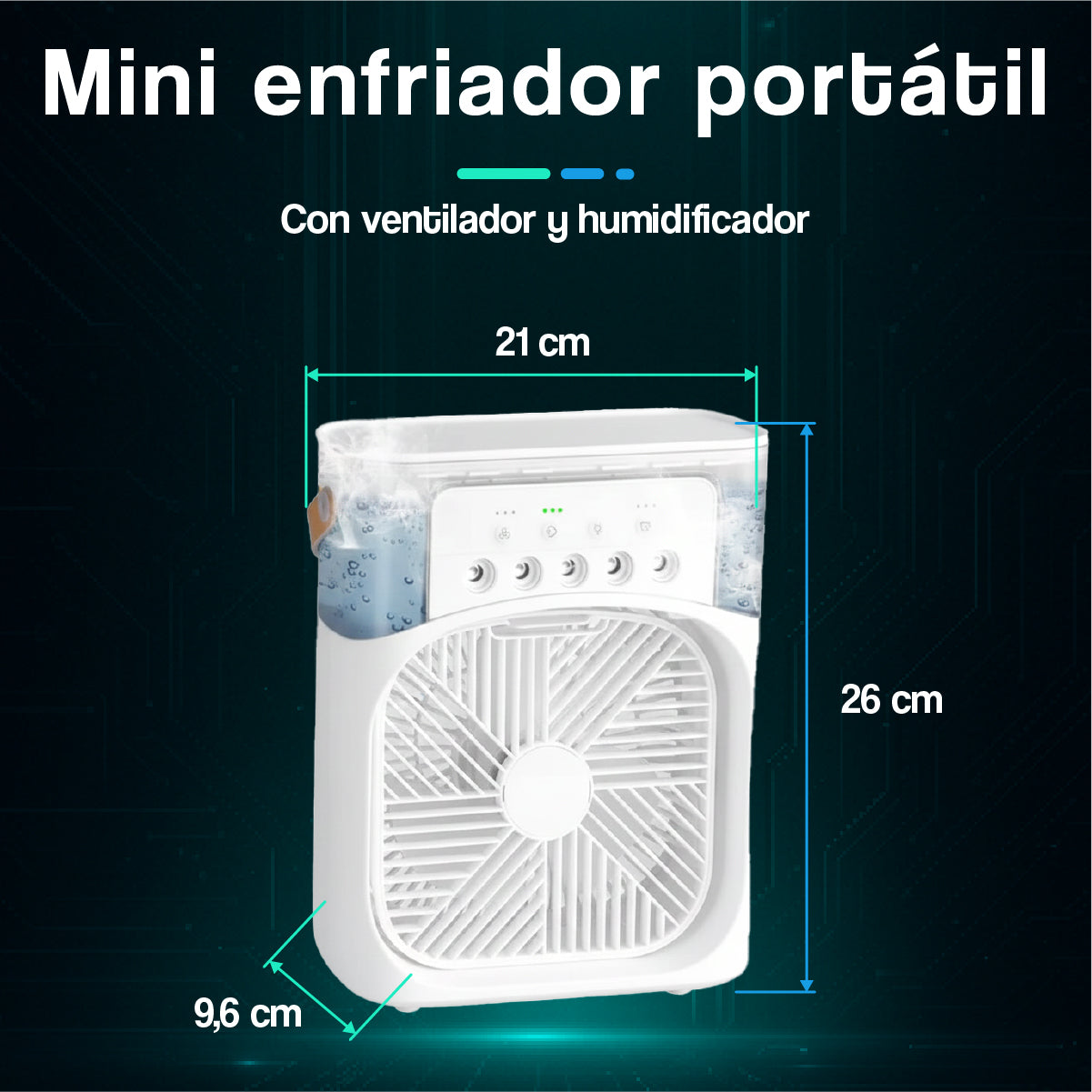 Mini Ventilador Portátil con Humidificador 2 en 1