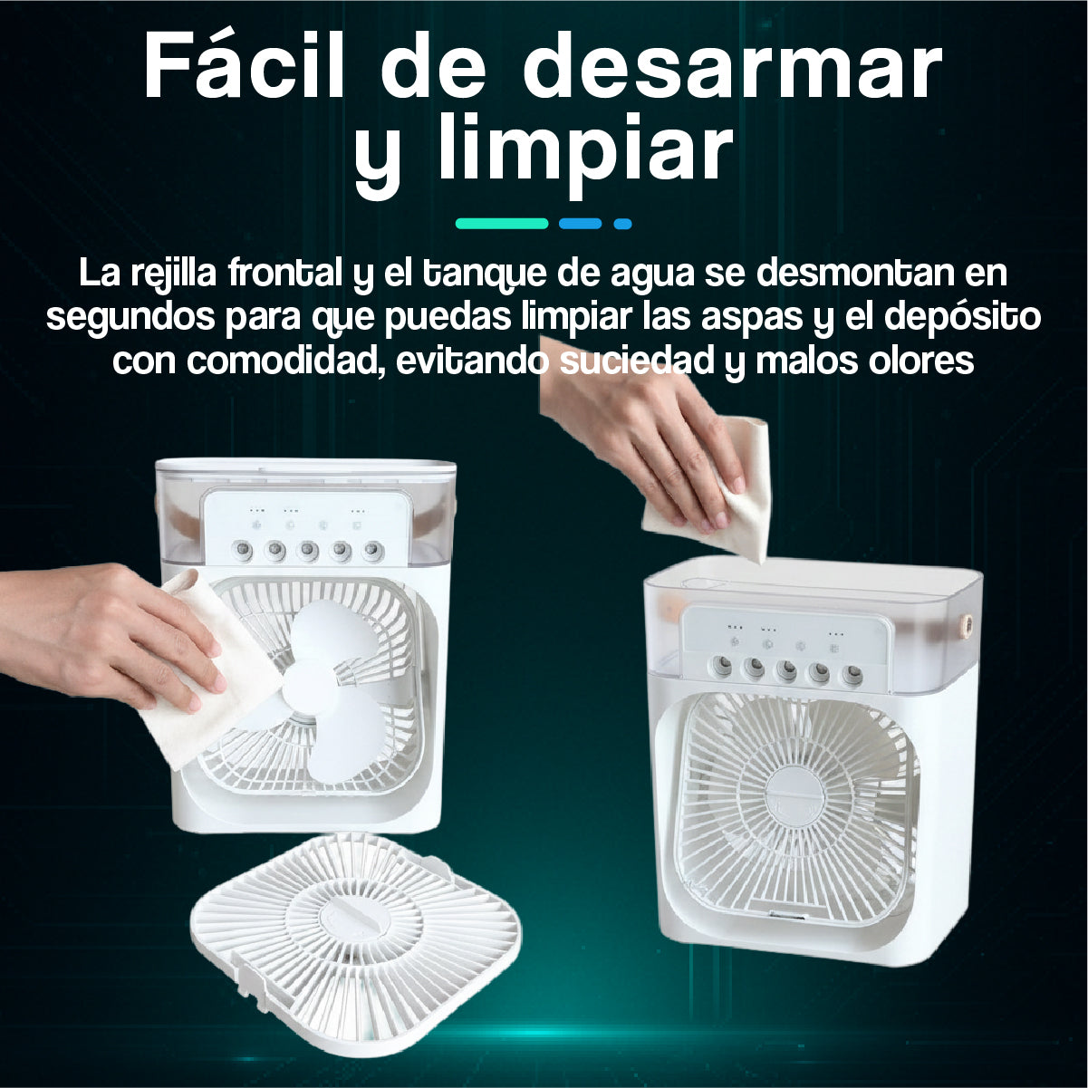 Mini Ventilador Portátil con Humidificador 2 en 1